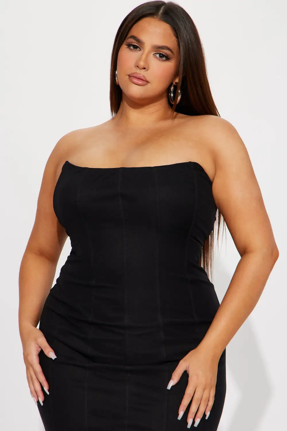On Point Mesh Corset Midi Dress  - Black