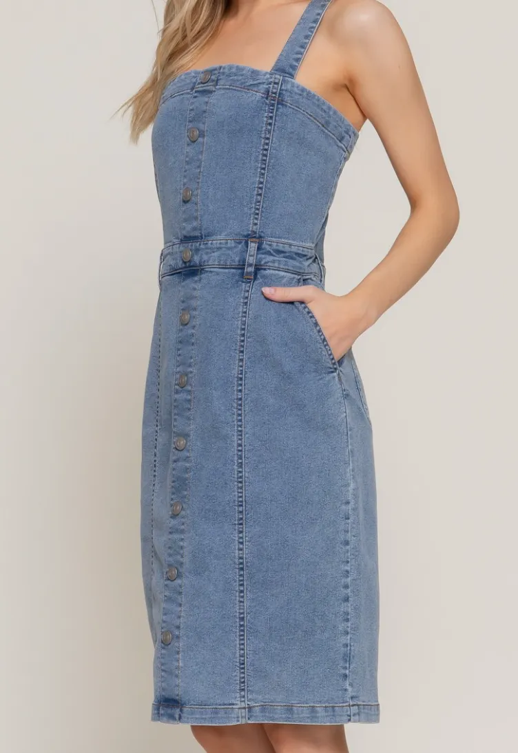 Button Down Sleeveless Dress