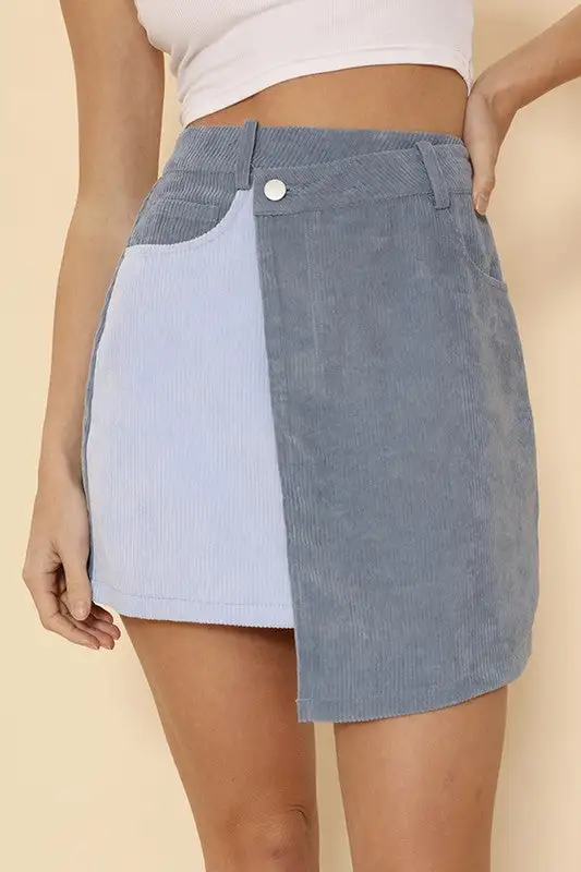 Corduroy Two Tone Casual Skirt