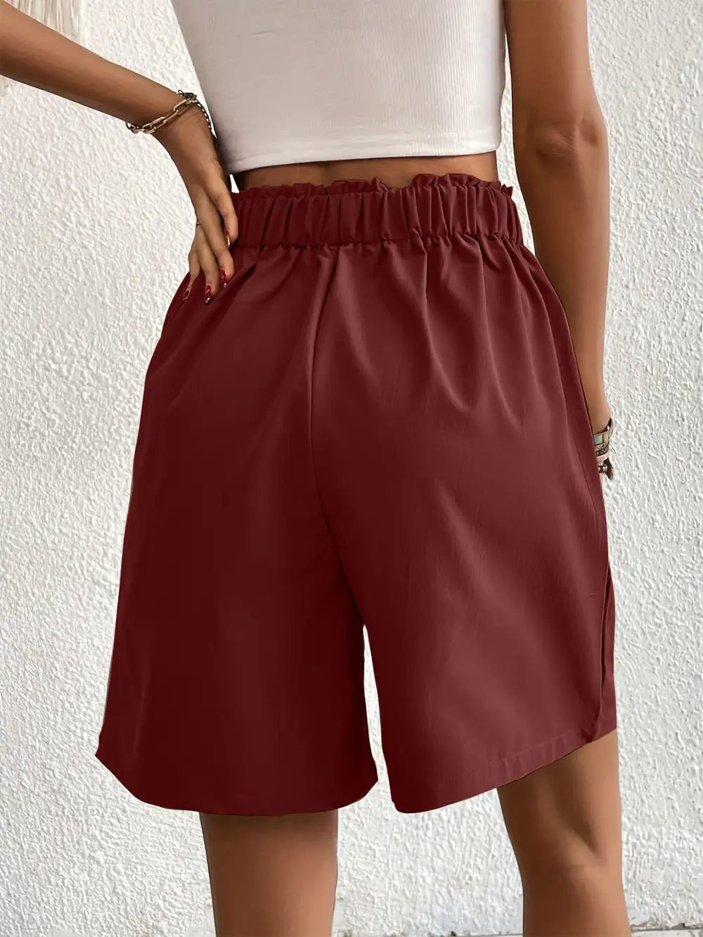 Utility Elastic Waist Pocket Detail Shorts
