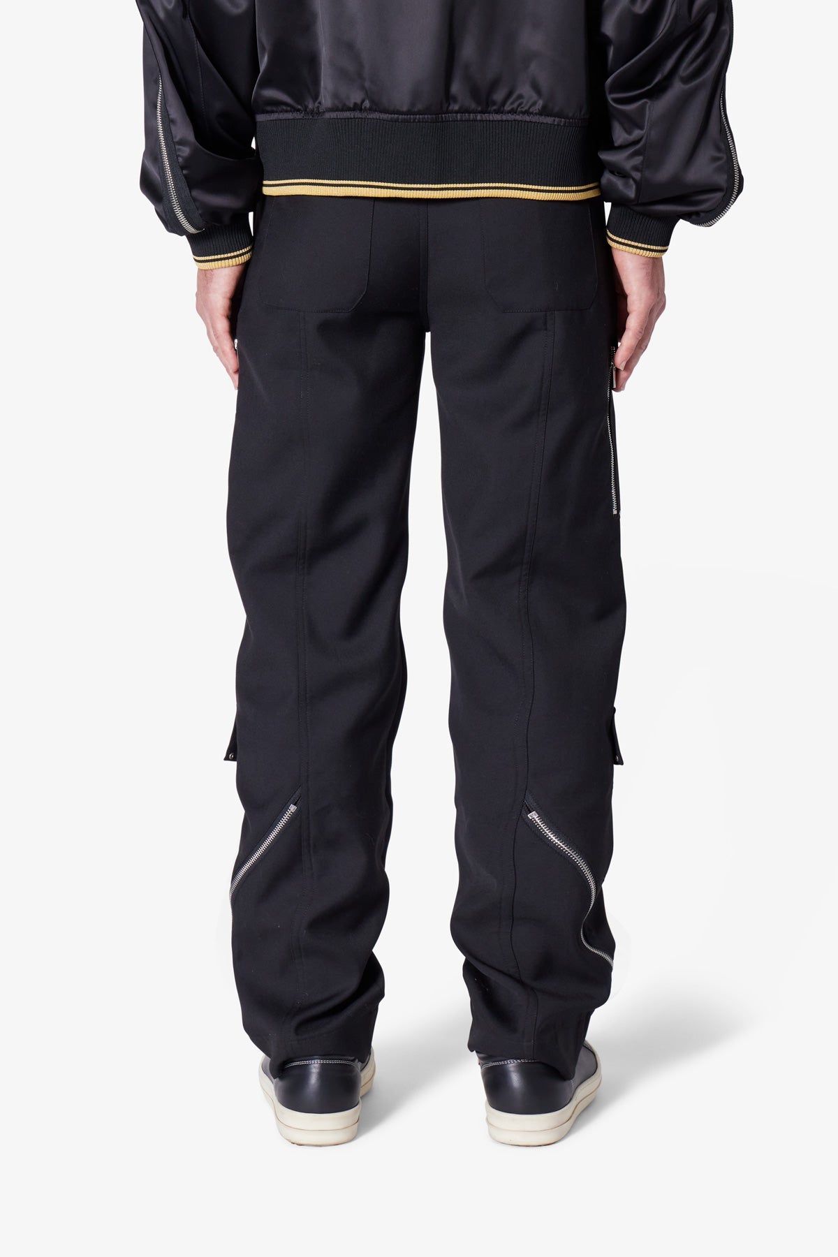 Angled Zip Cargo Pants - Black