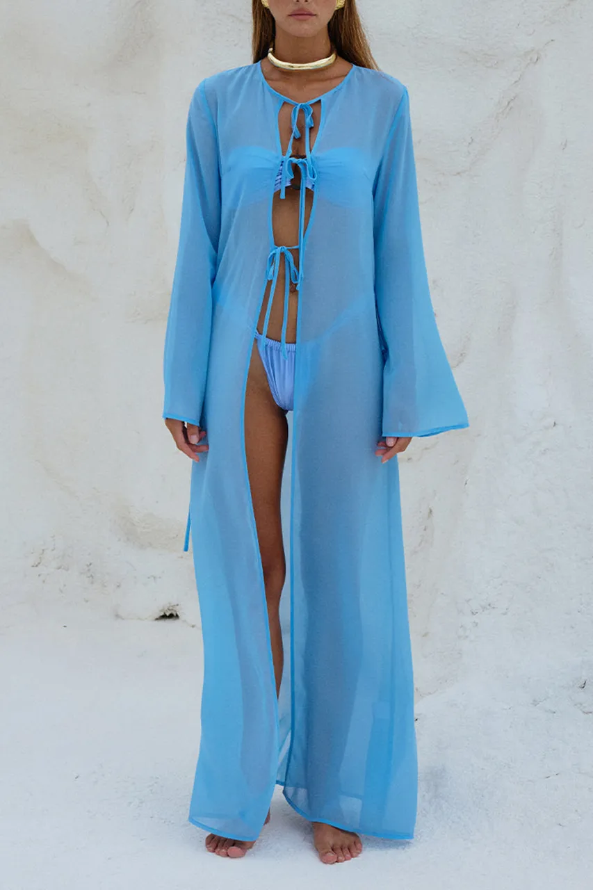 Sky Blue Long Sleeve Swimsuit