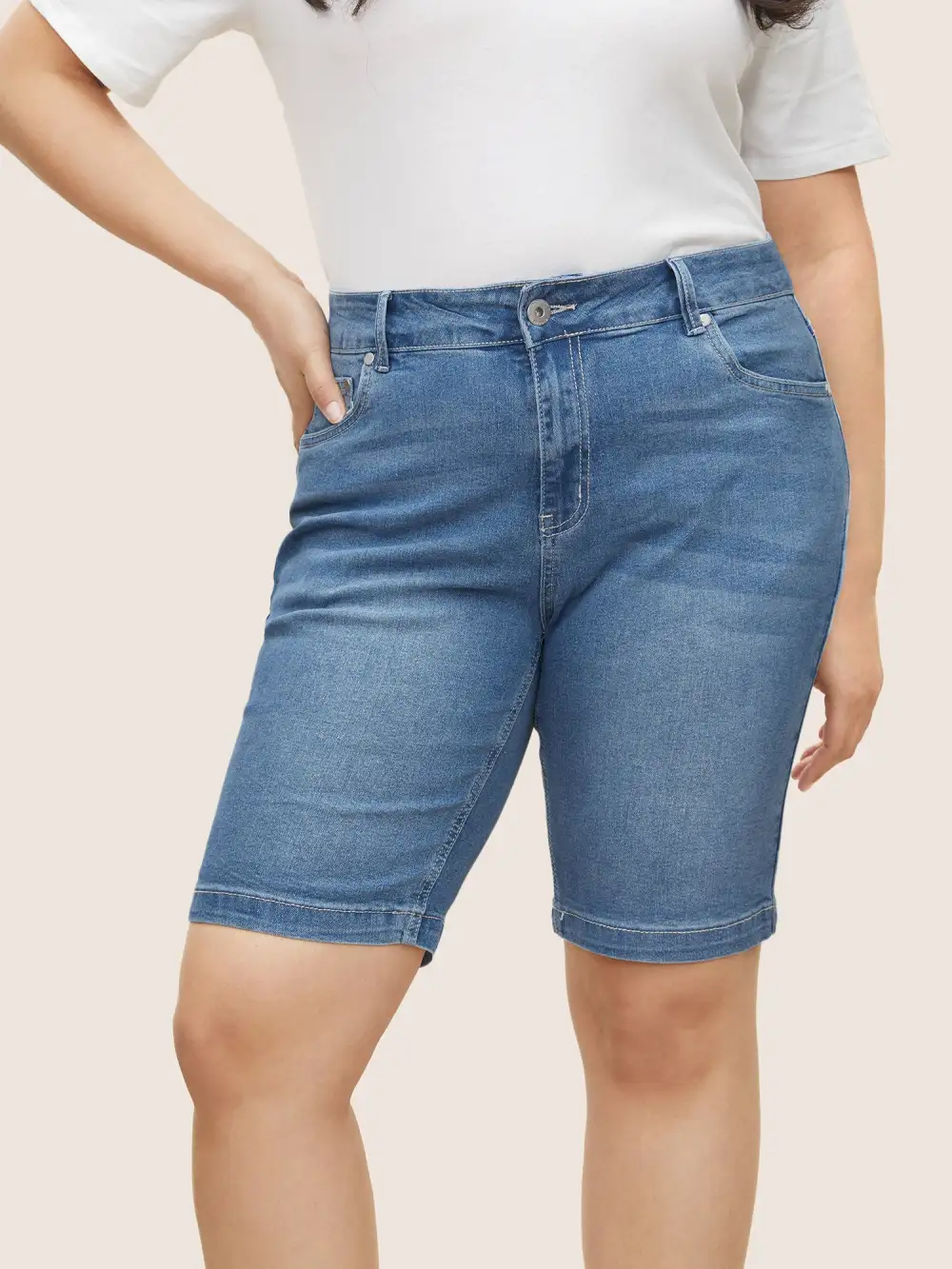 Very Stretchy High Rise Dark Wash Denim Shorts