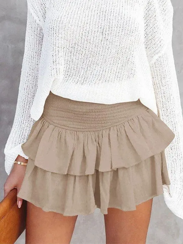 Smock Tiered Ruffle Mini Skirt