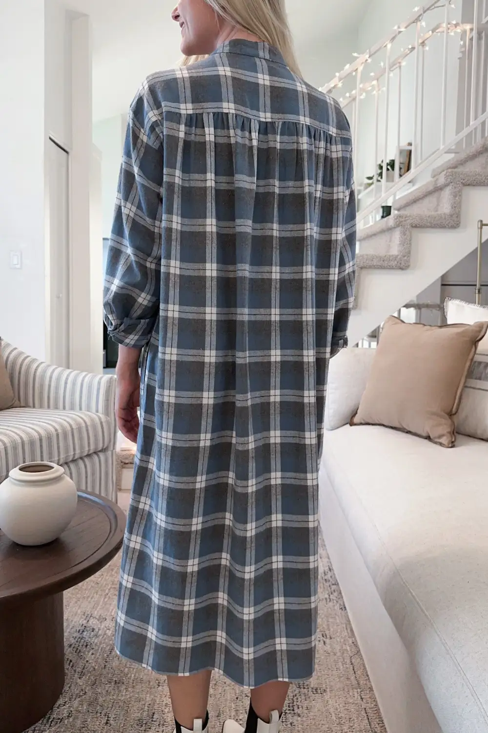 Plaid Button Front Shirt Dress