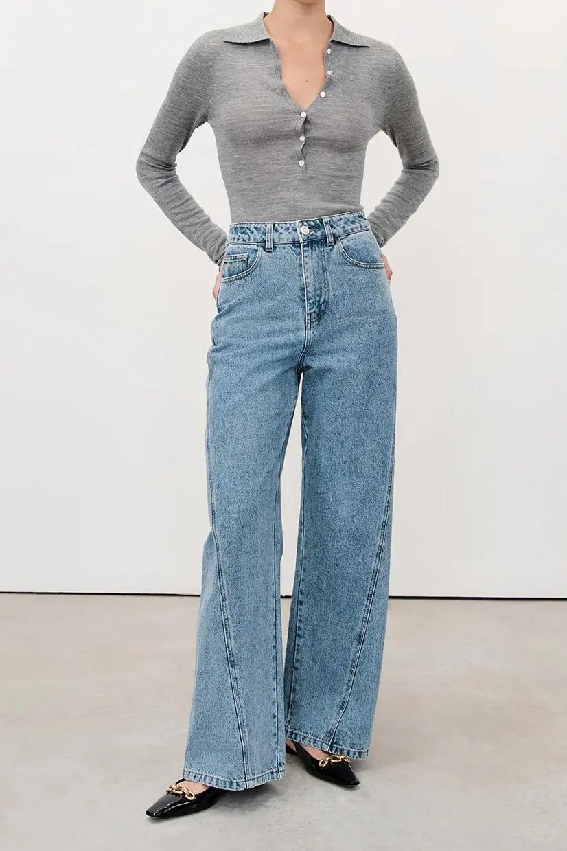 MID BLUE WIDE LEG JEAN