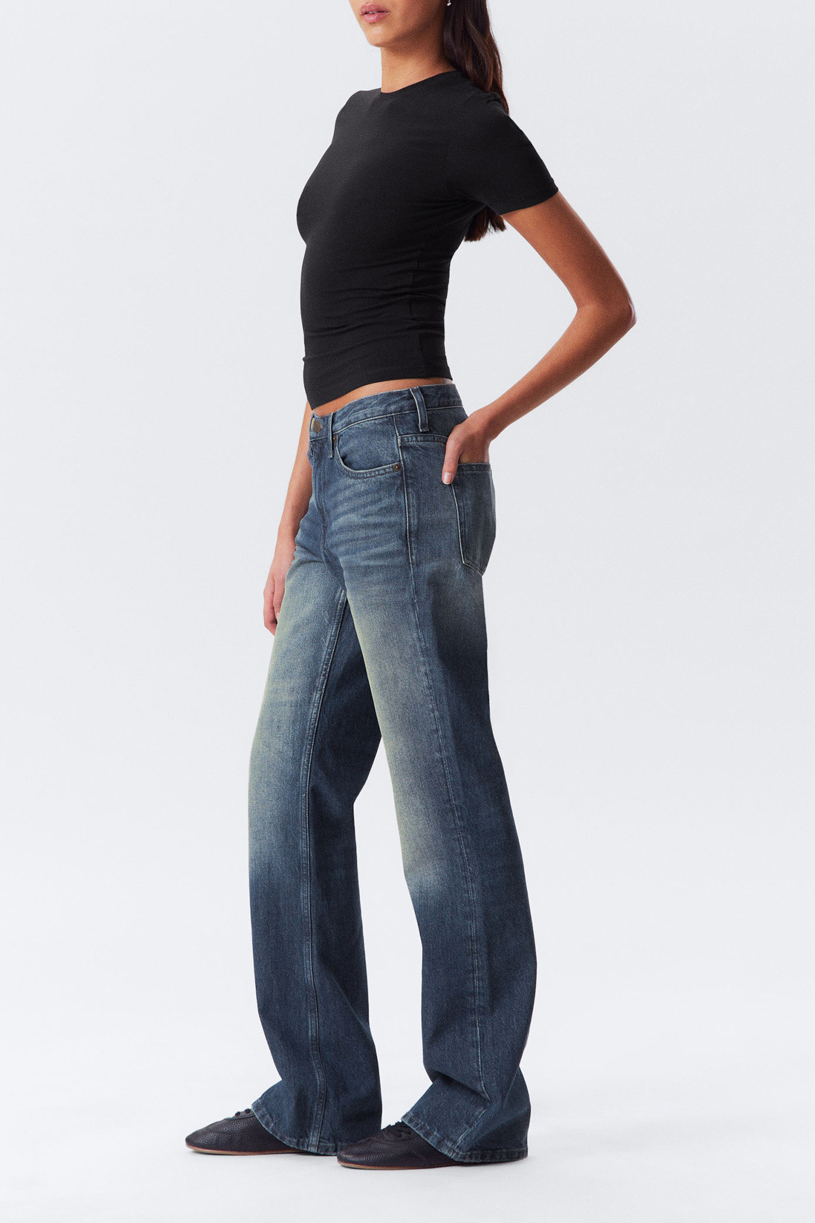 Pocketed Mid Waist Bootcut Jeans