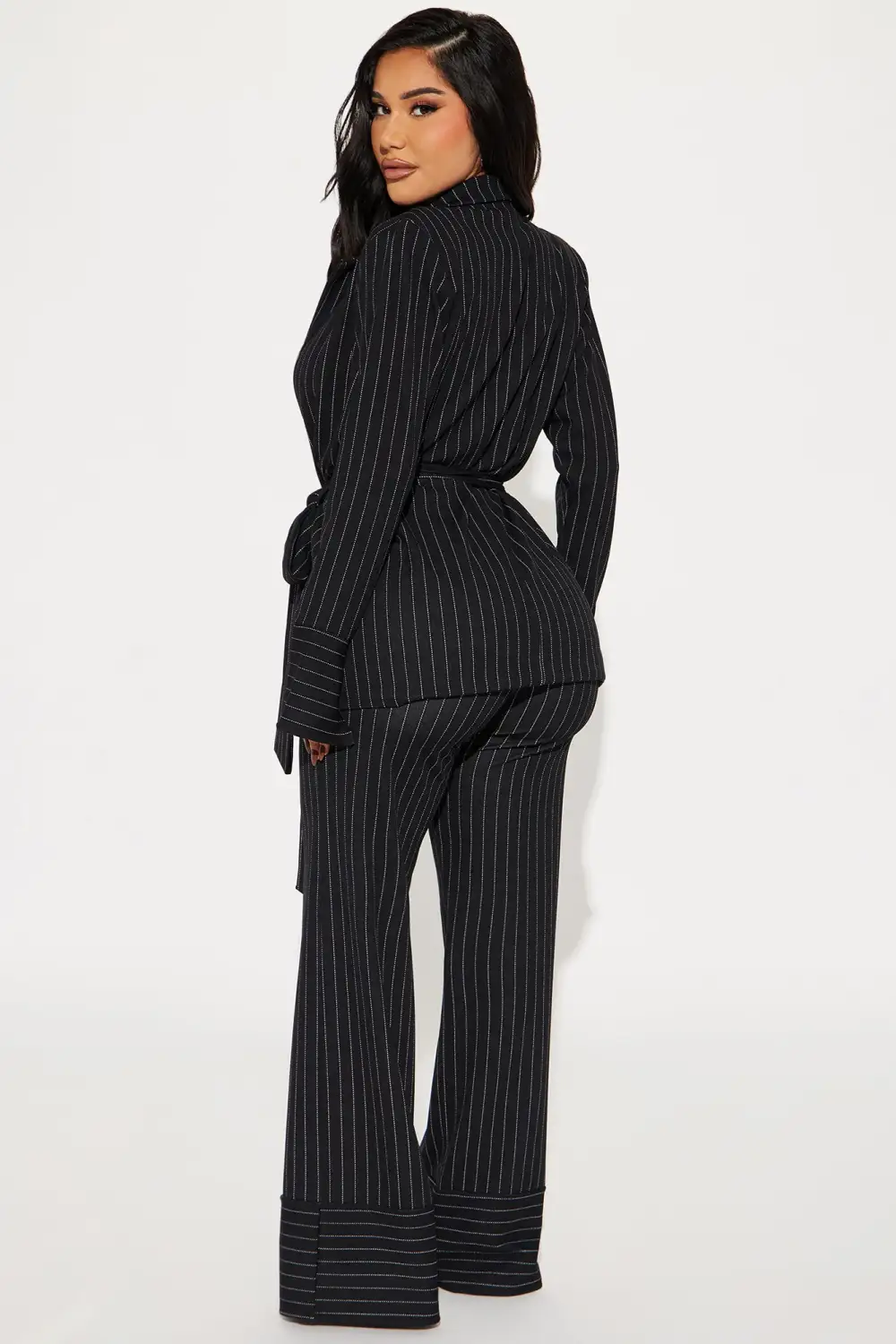 Next Level Pinstripe Pant Set - Black/combo