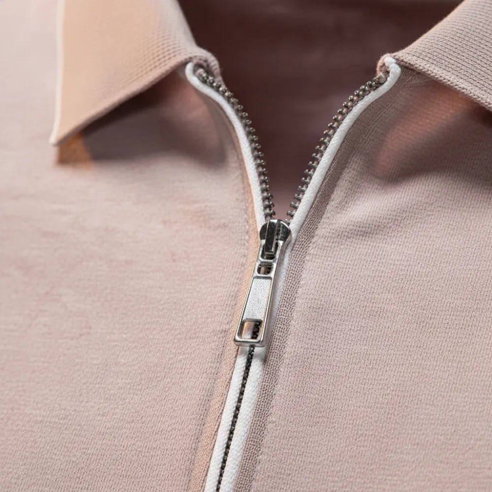 Textured Zip Collar Polo