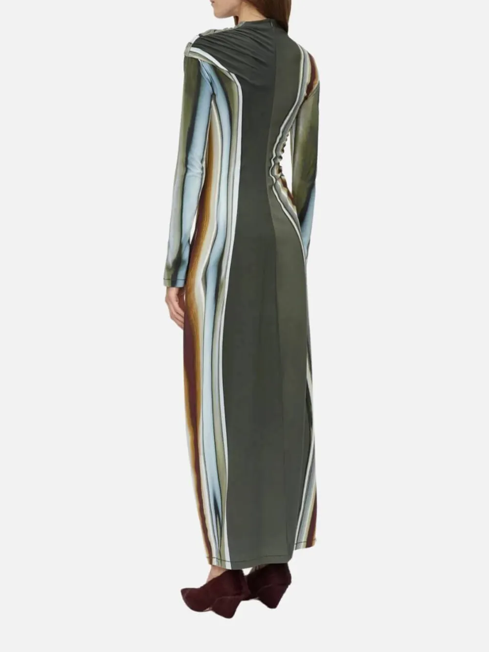 Printed Mock Neck Long Sleeve Dress