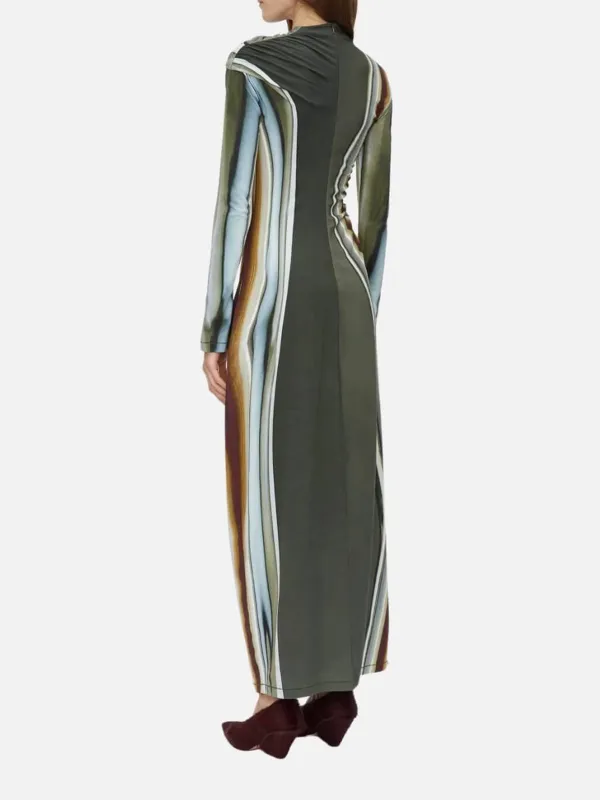 Printed Mock Neck Long Sleeve Dress