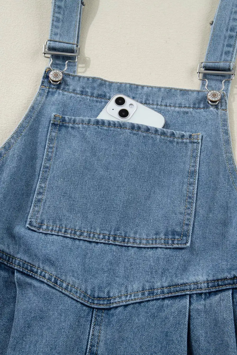 Pleated Denim Jumpsuit