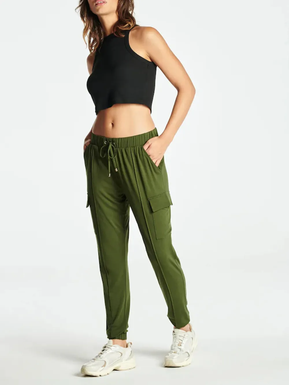 Solid Color Tapered Leg Workout Pants