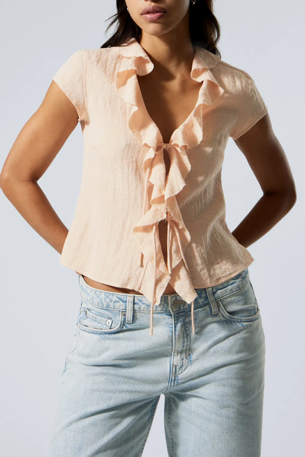 Ruffle Cap Sleeve Blouse