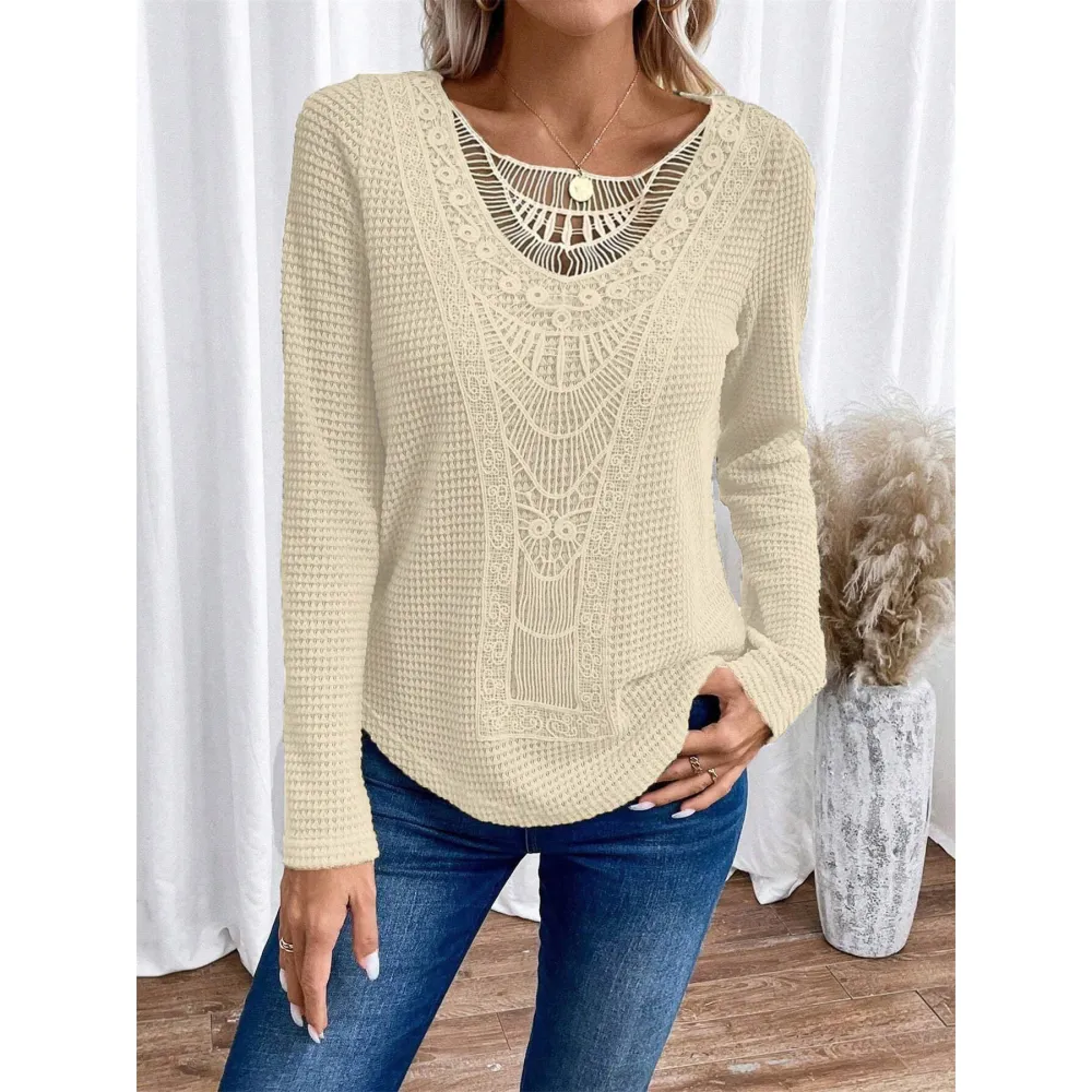 Sheer Hollow Long Sleeve Top
