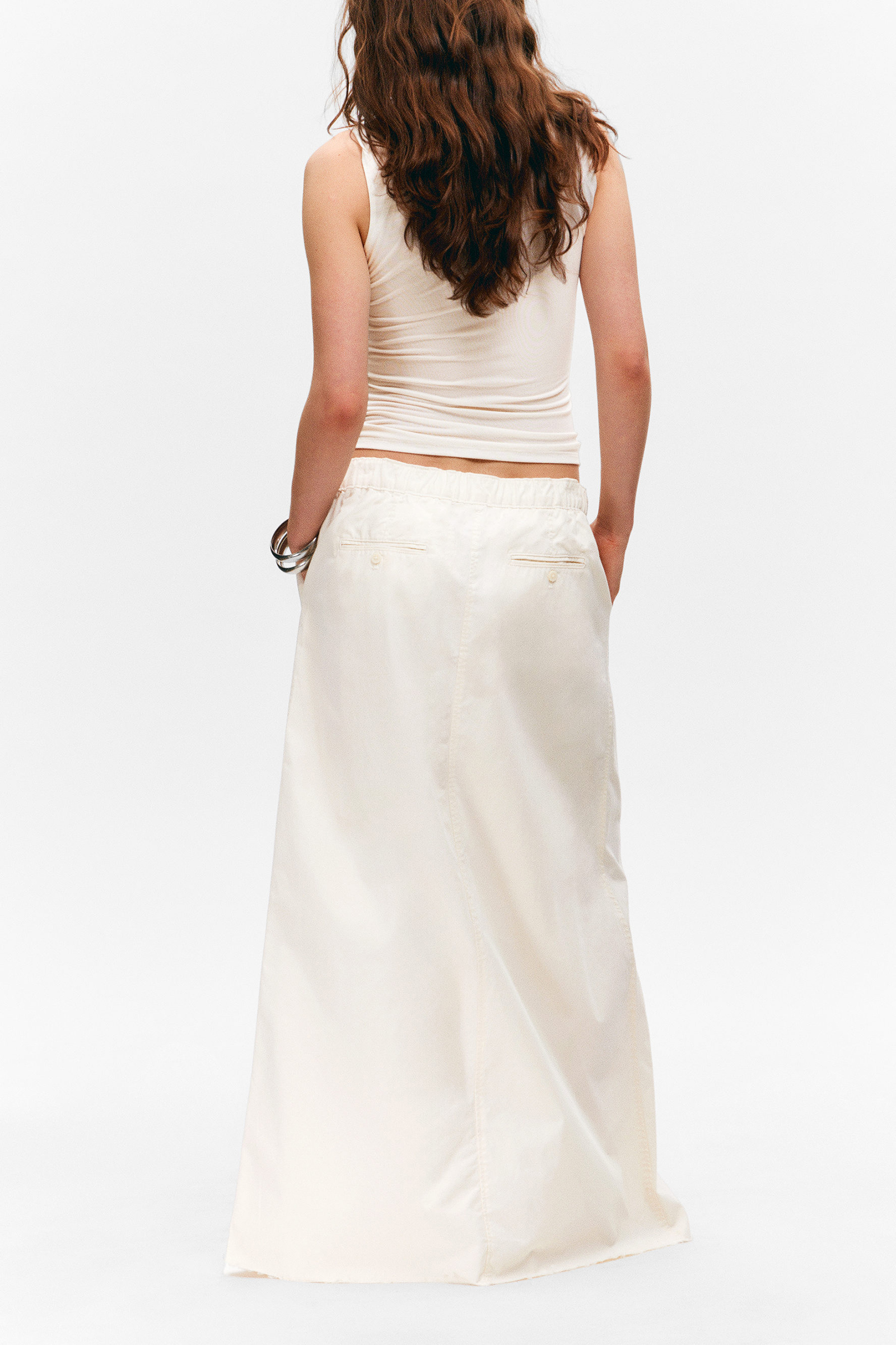 Slit Drawstring Maxi Skirt