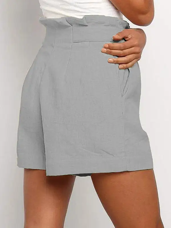Hoog Getailleerde Losse Geplooide Shorts Met Split Joint