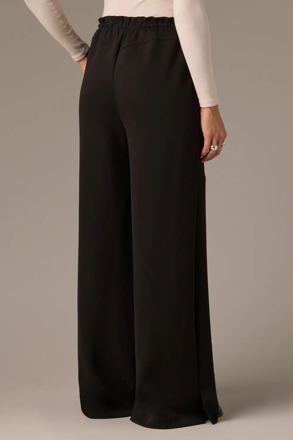 Petite Pull-On Side Slit Wide Leg Pants