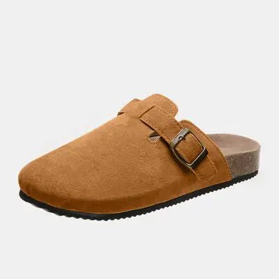 Buckle Suede Slides