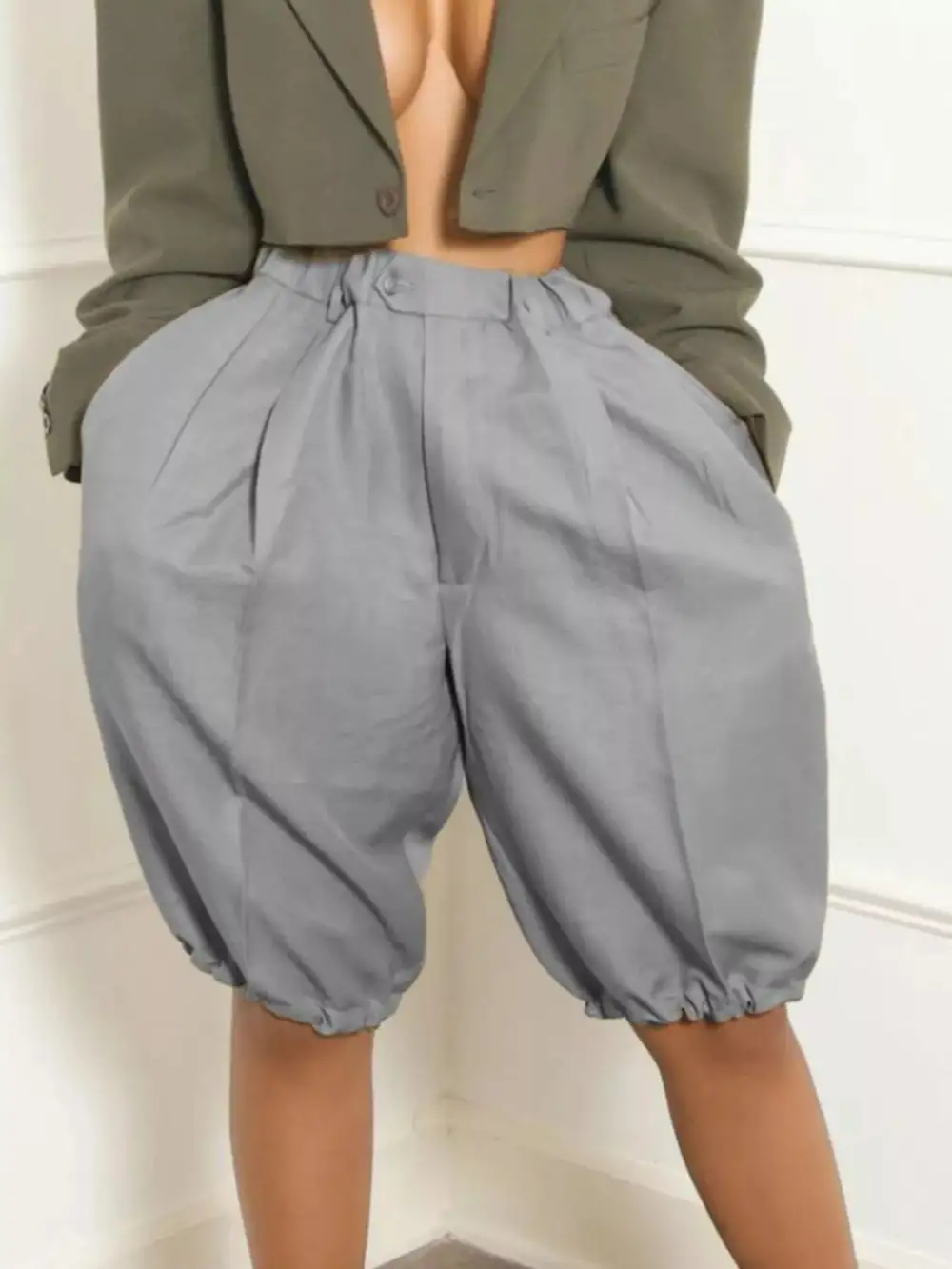 Pleated Detail High Waist Shorts