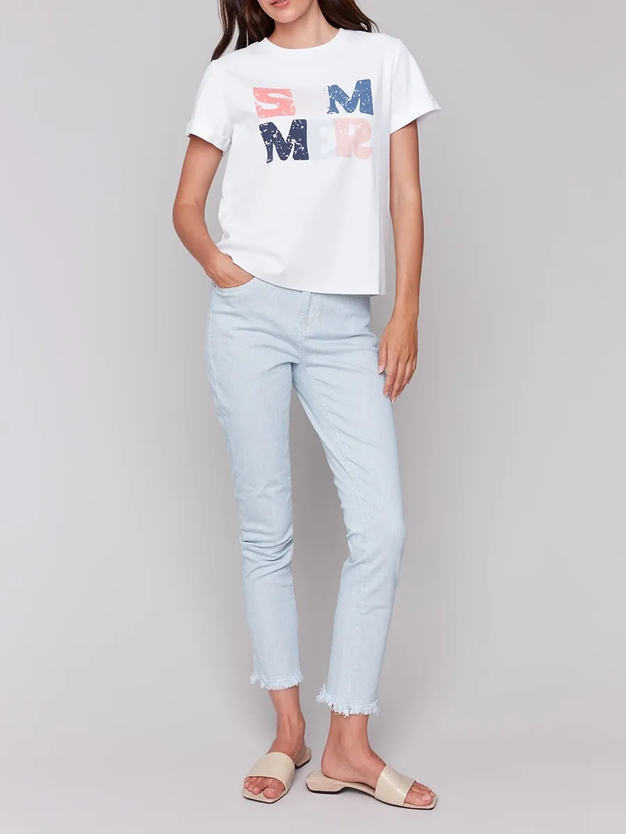 Women's Short-Sleeved Shirt With Cute Letters