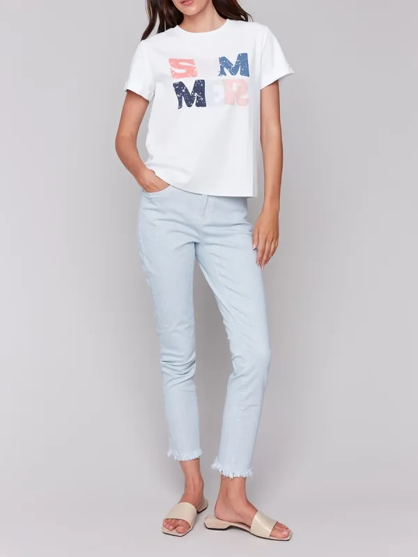 Women's Short-Sleeved Shirt With Cute Letters