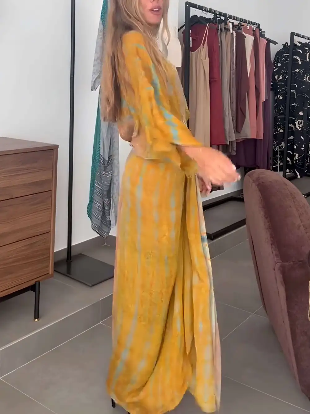 Bohemian Tie Dye Print Maxi Dress