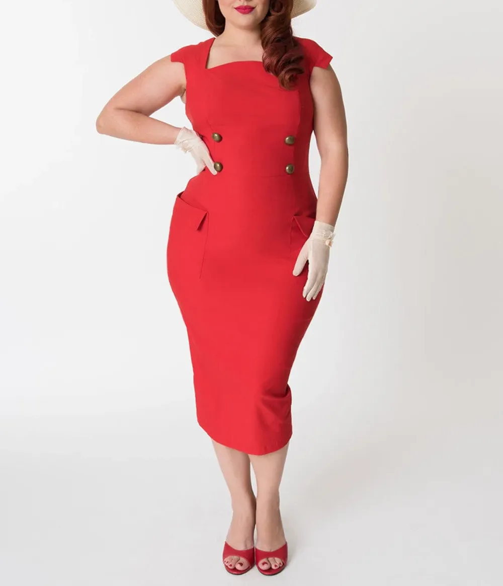 Barbie X Unique Vintage Red Sheath Sensation Wiggle Dress