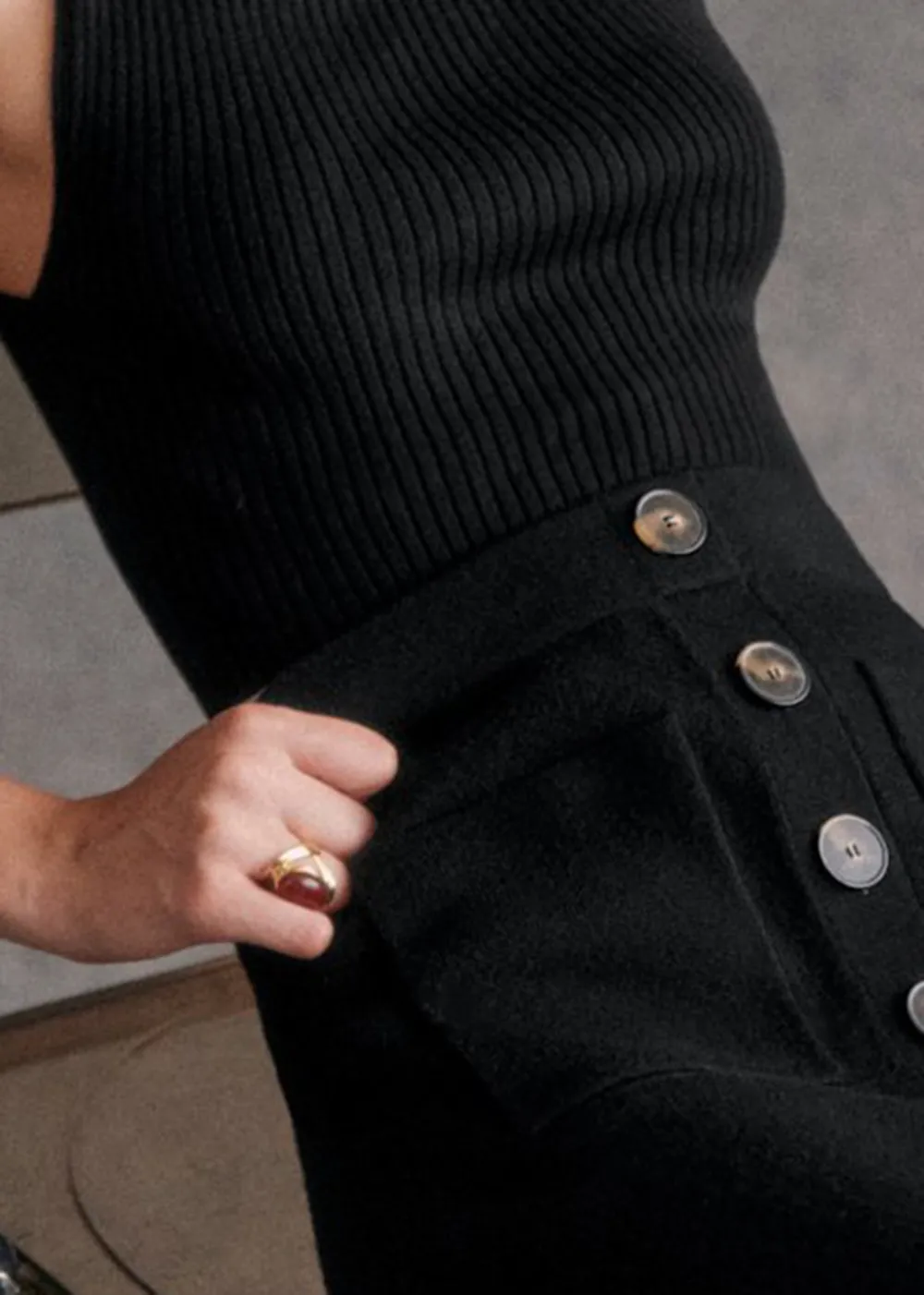 High Neck Sleeveless Merino Wool And Organic Cotton Pullover