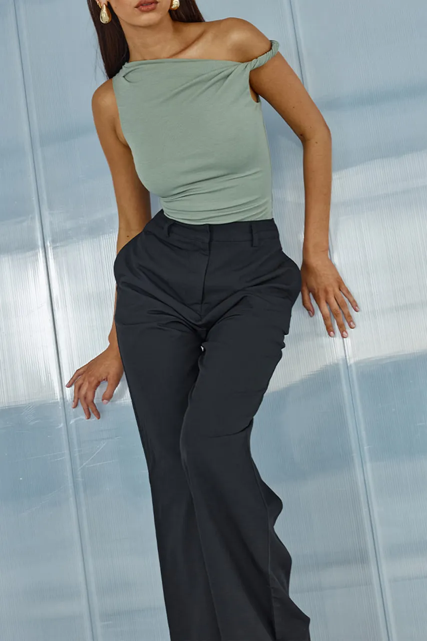 Black Slash Collar Top