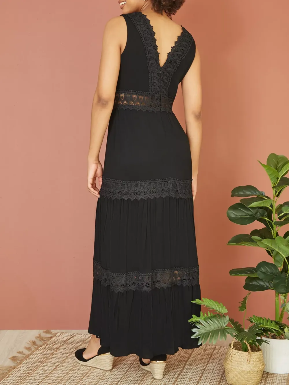 Lace Trim Cotton Maxi Sundress