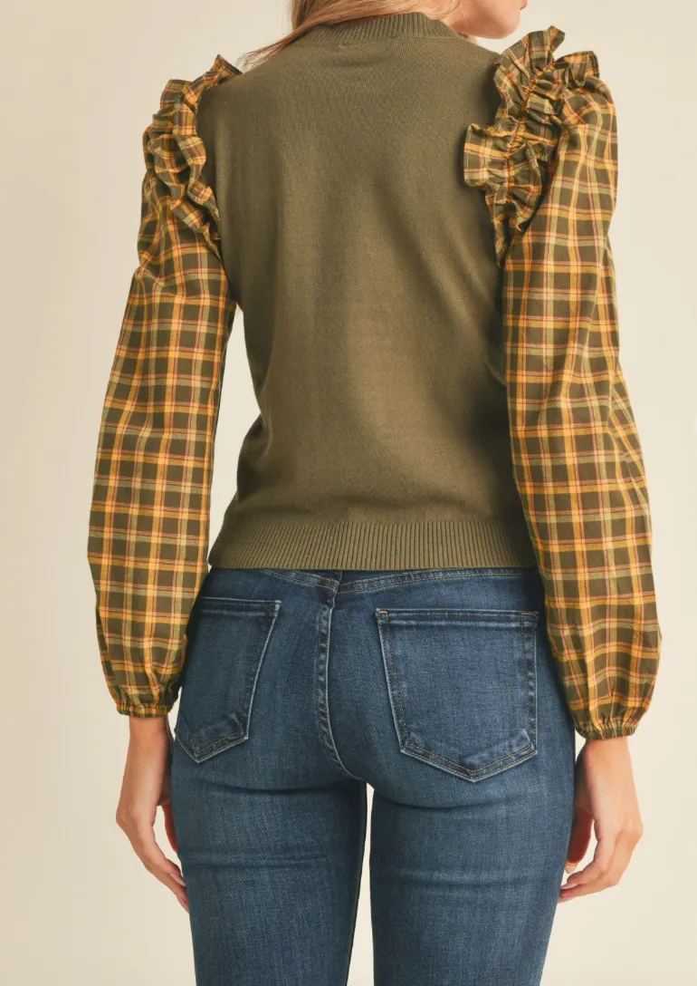 Plaid Ruffle Sweater