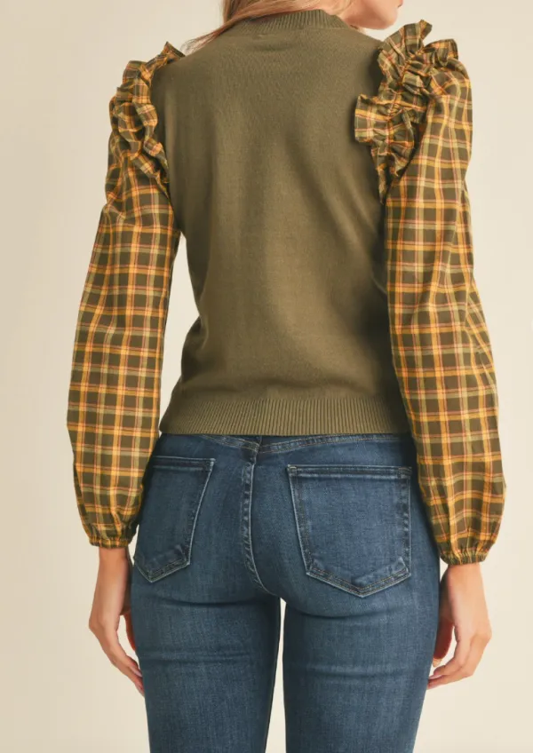 Plaid Ruffle Sweater