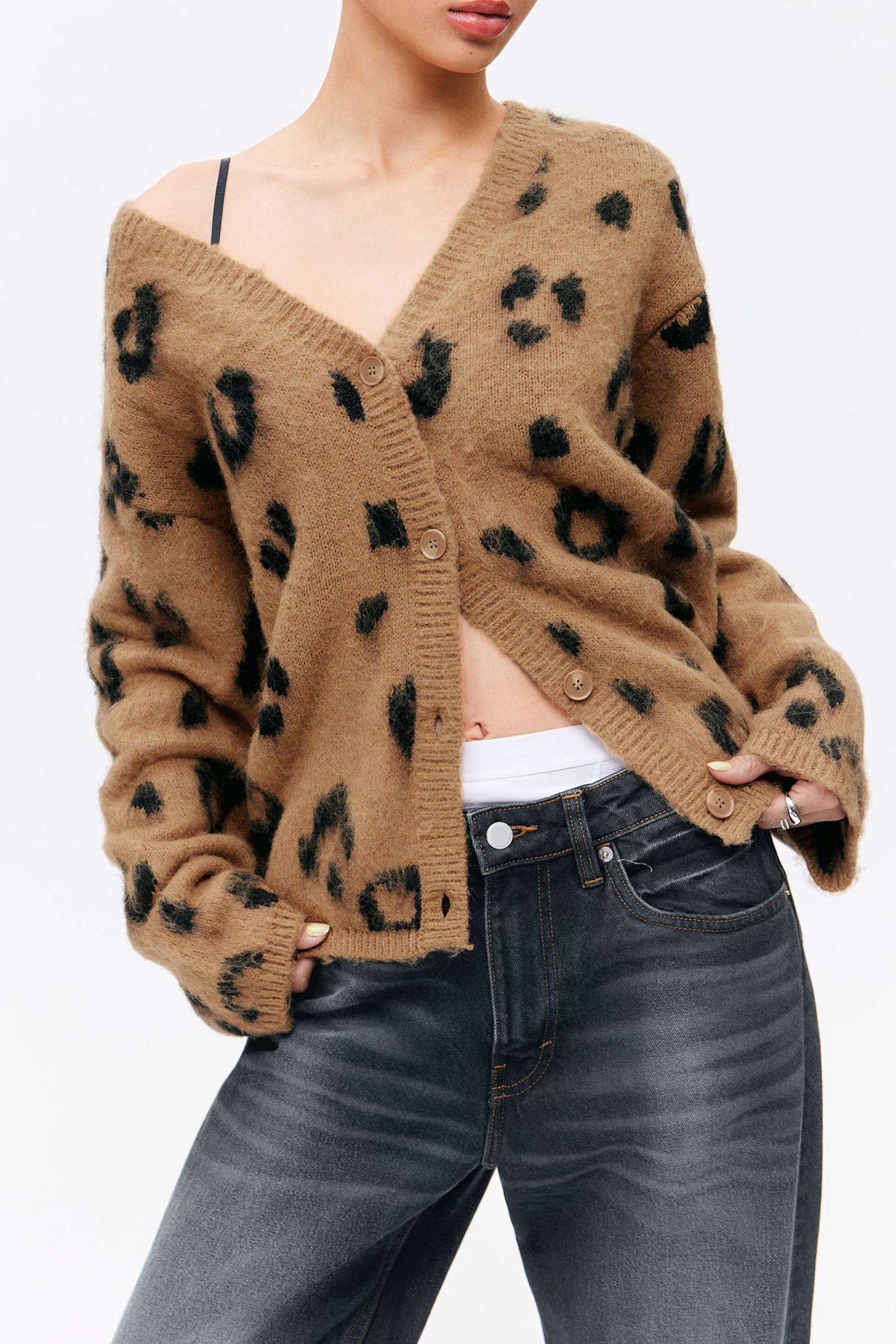 Button Up Drop Shoulder Cardigan