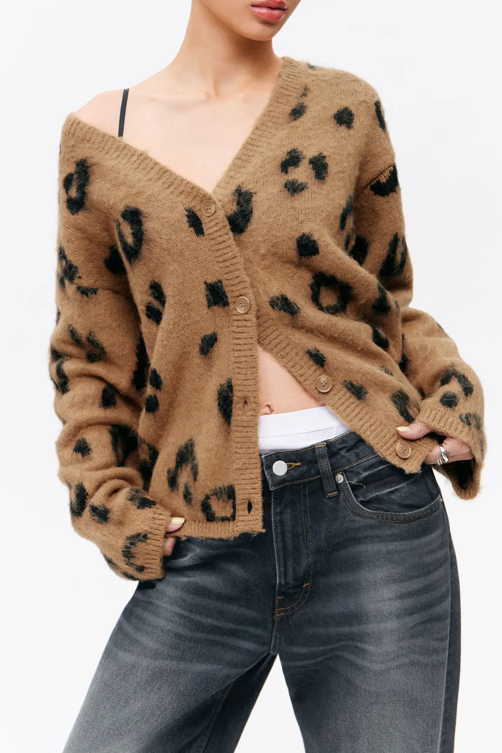 Button Up Drop Shoulder Cardigan