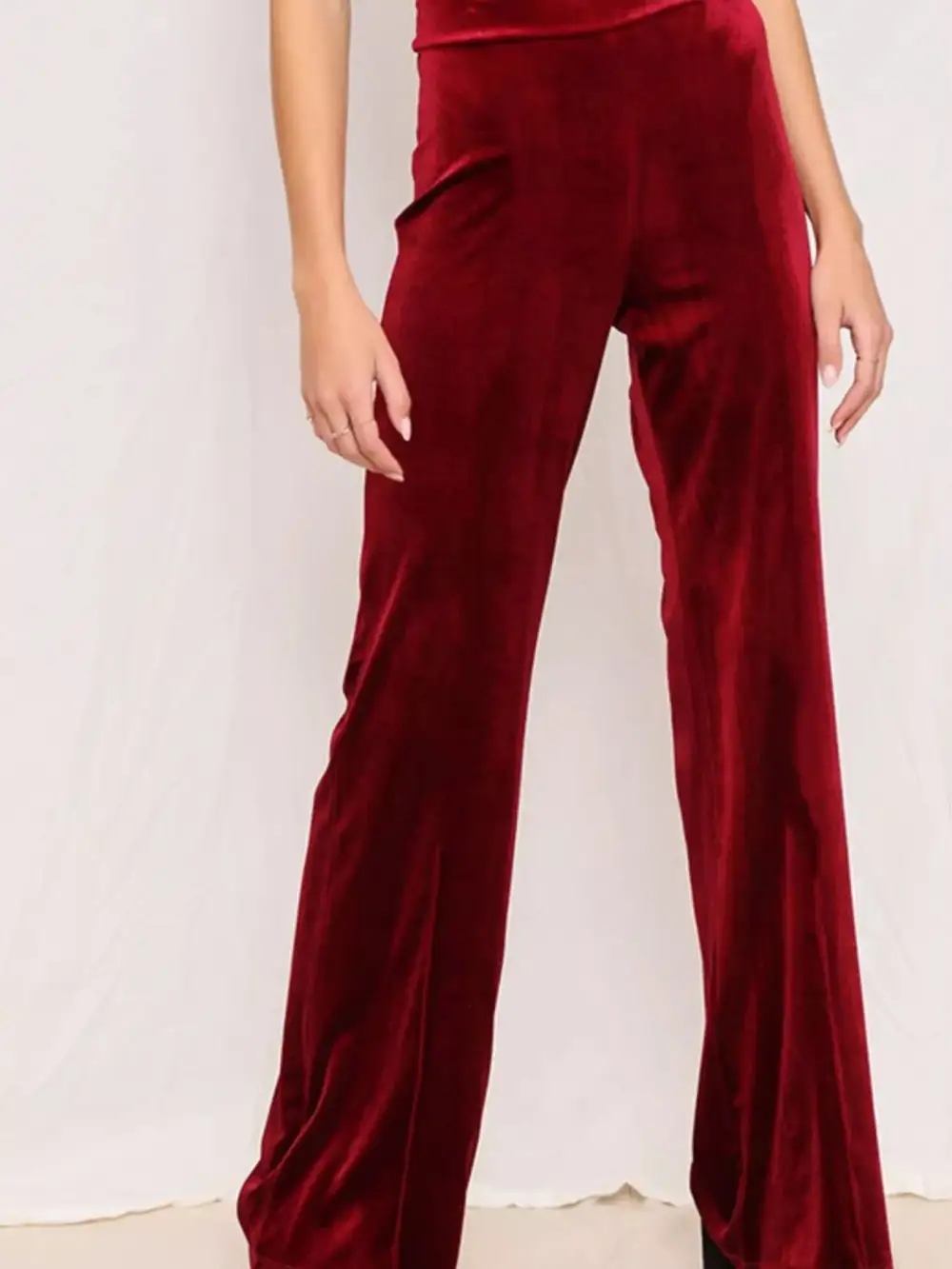 Full Size Velvet Wide Leg Pants