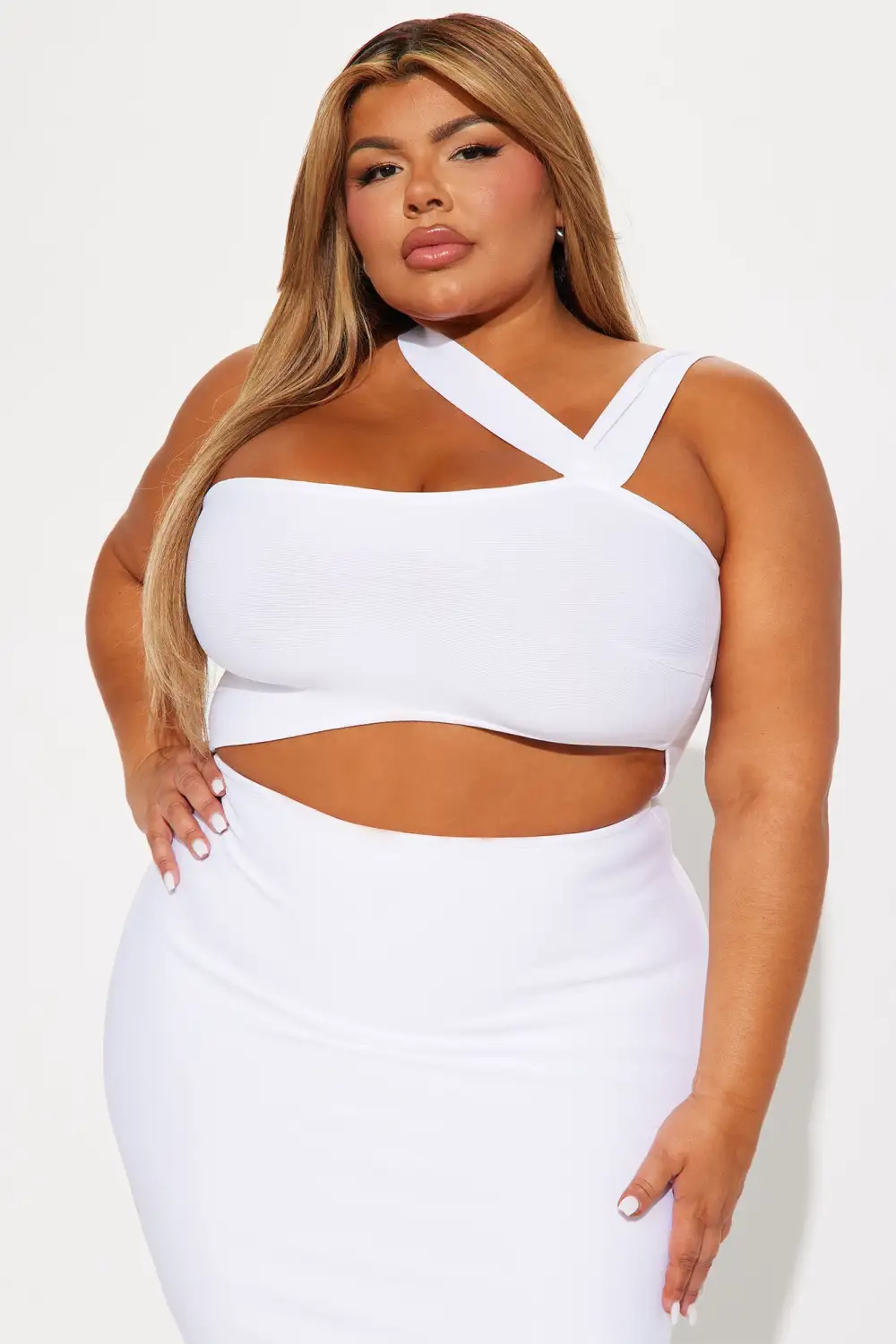 Evangeline Bandage Midi Dress - White