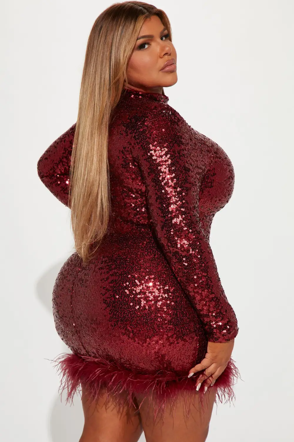 Sparkle In The Night Sequin Mini Dress - Burgundy
