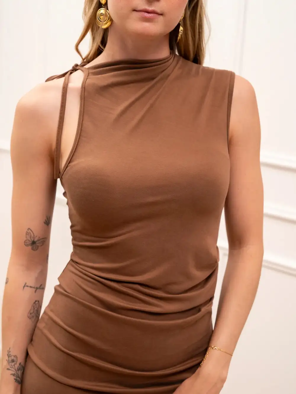 Gathered Mini Ruched Jersey Dress
