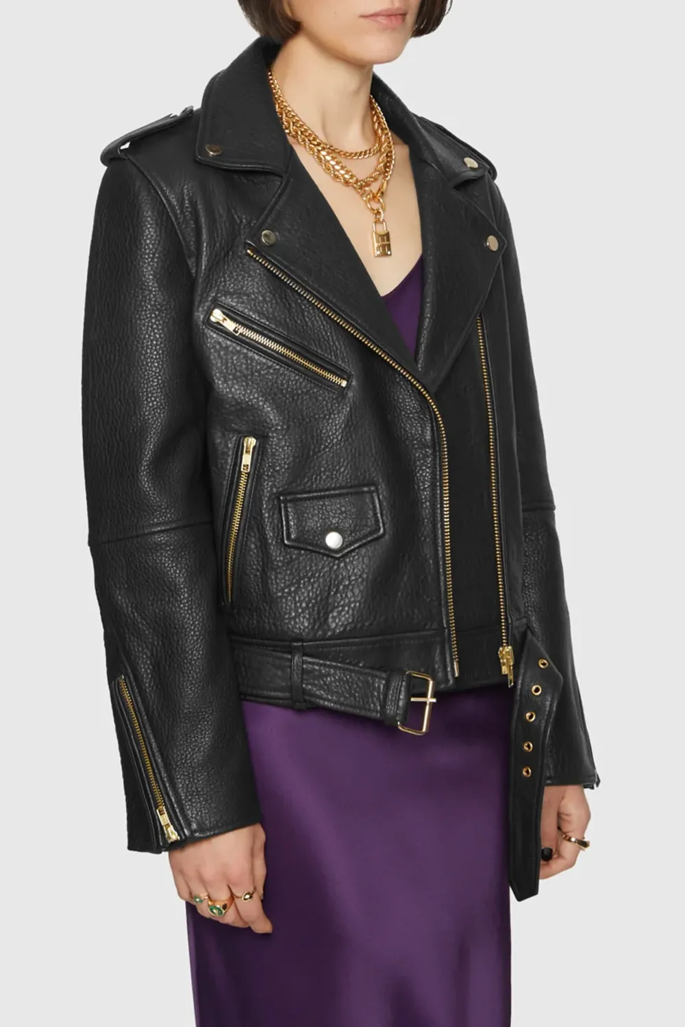 Women'S Stylish Suit Collar Leather Jacket