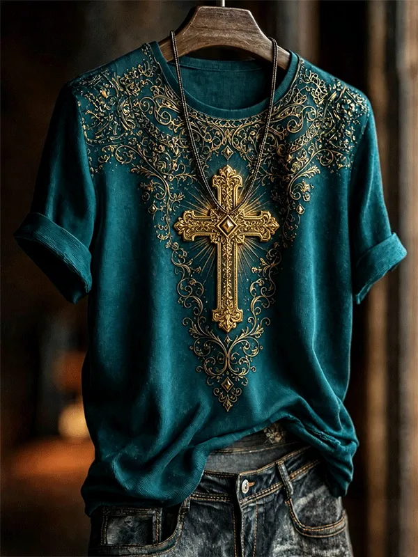Vintage Floral Art Print Casual Short Sleeve T-shirt