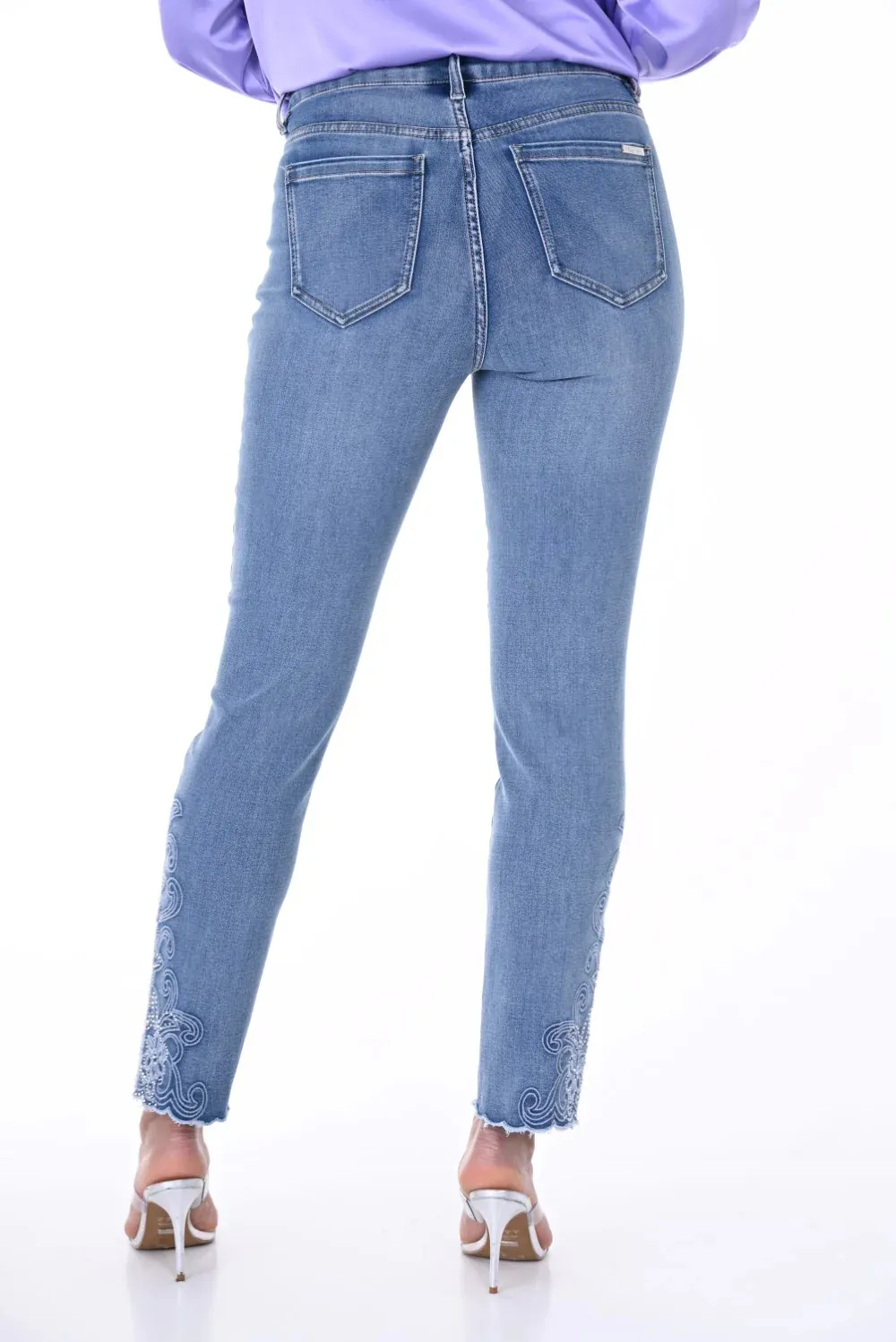 Light Blue Embroidered Cuff Jeans