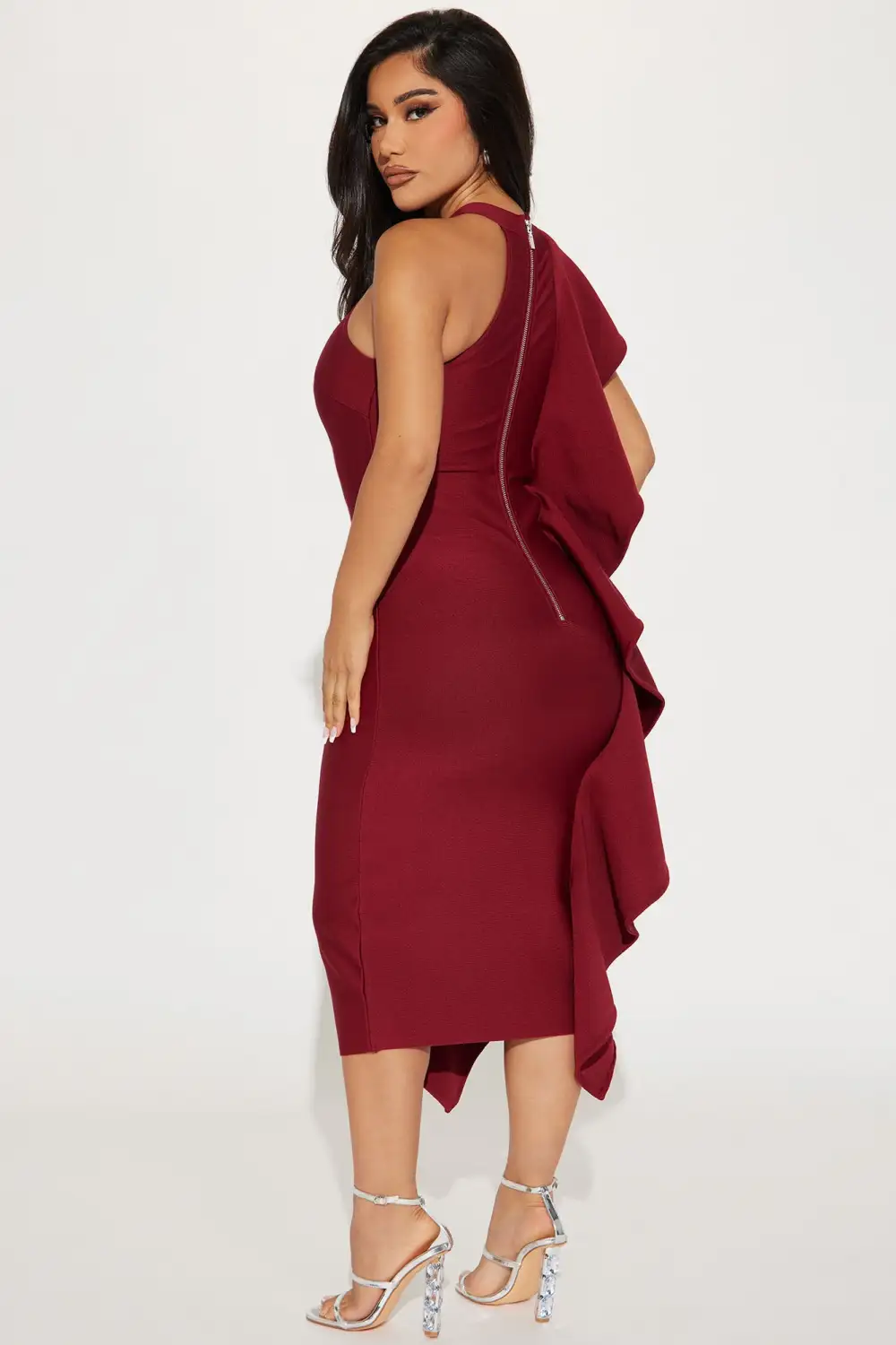Raylin Bandage Midi Dress - Burgundy