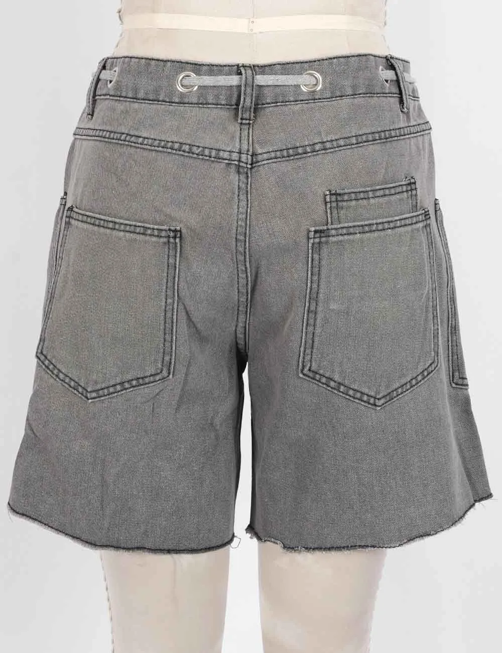 Drawstring Waist Pocket Denim Shorts