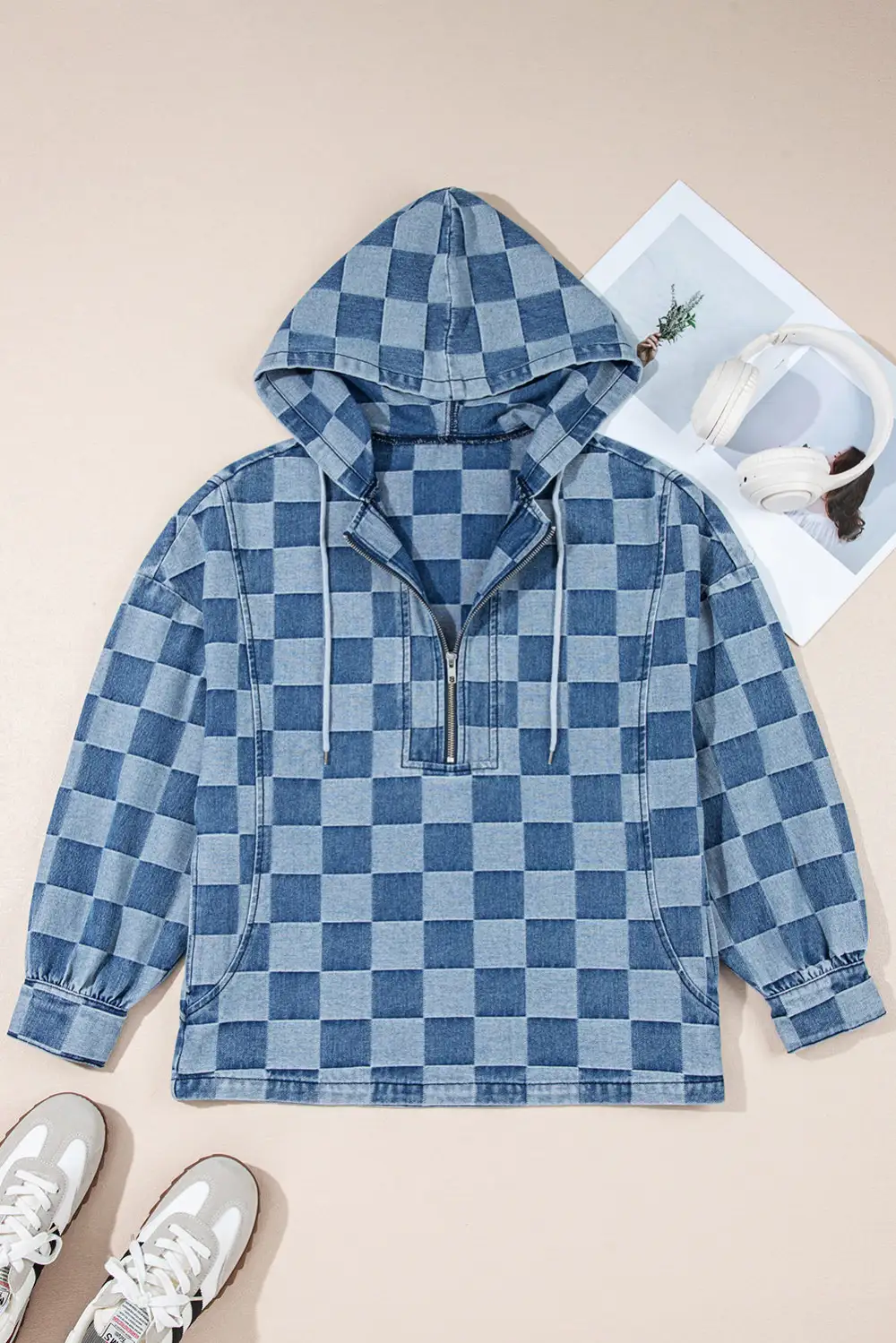 Pocket Detail Zip Detail Hoodie