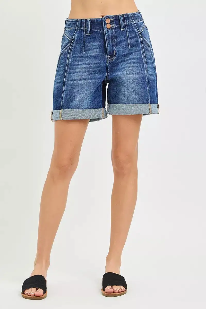 High Rise Seamed Casual Shorts