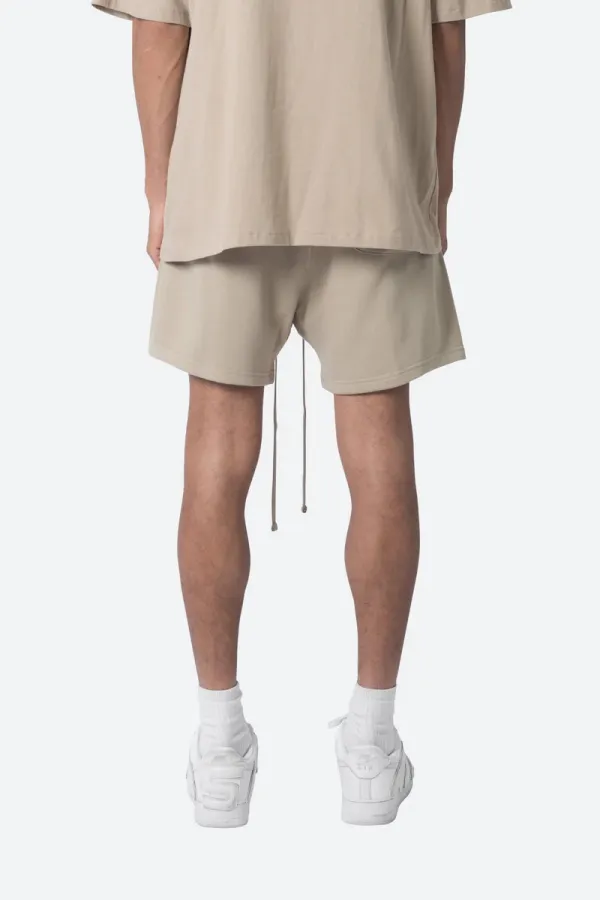 KHAKI ELASTIC WAIST CASUAL SHORTS