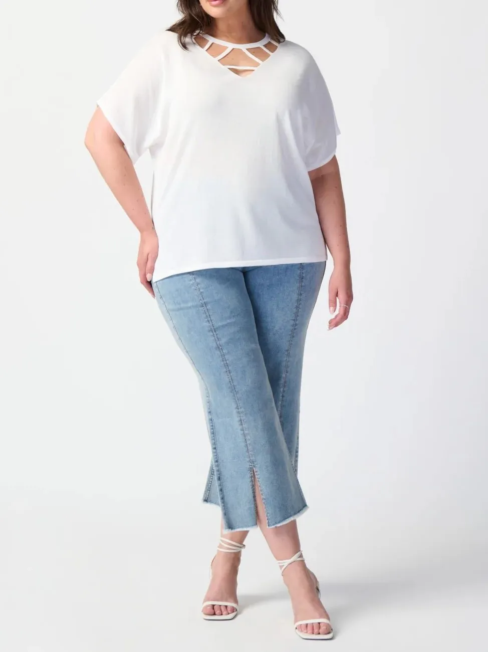 Light Blue Split - Hem Cropped Jeans