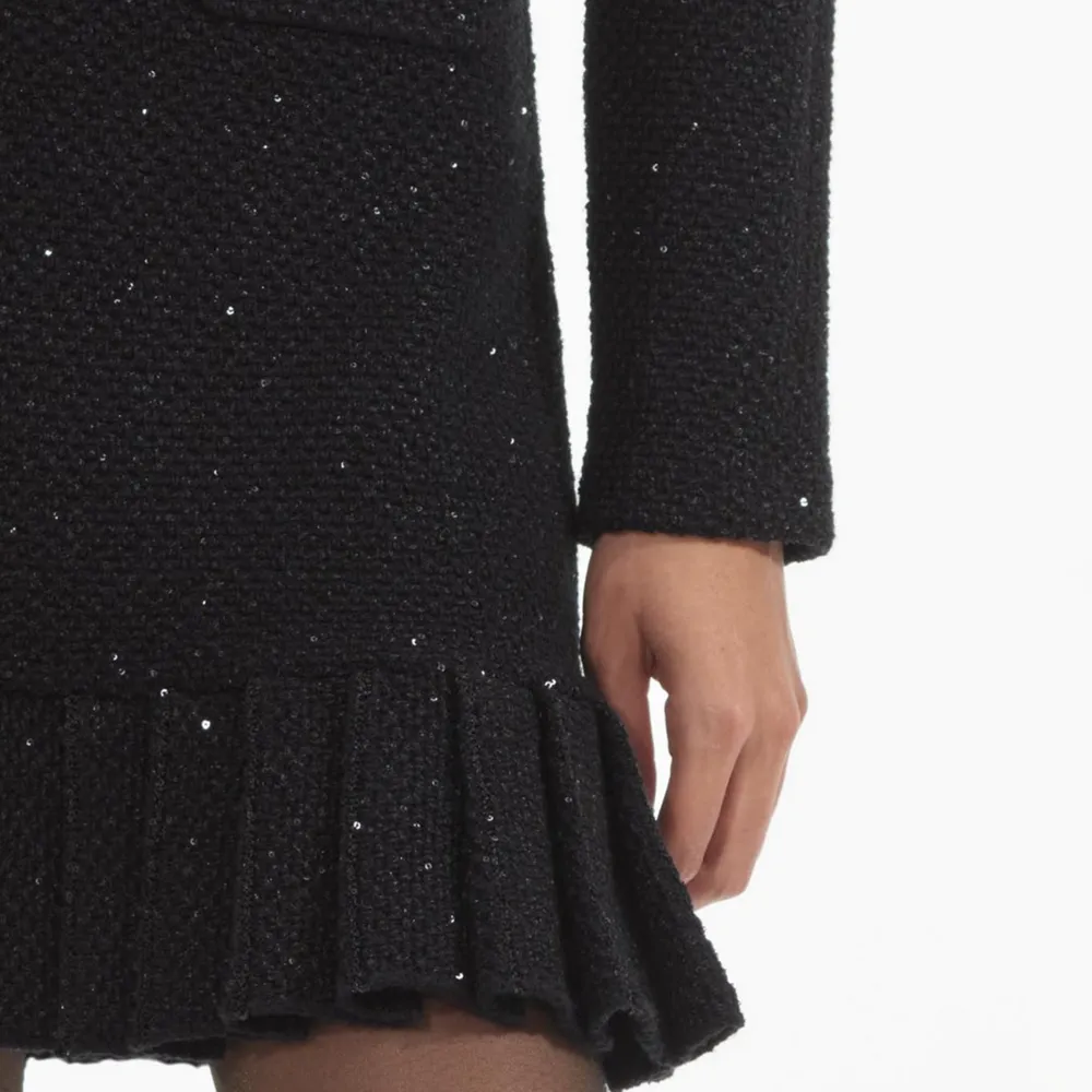 Black Buttoned Knit Mini Dress