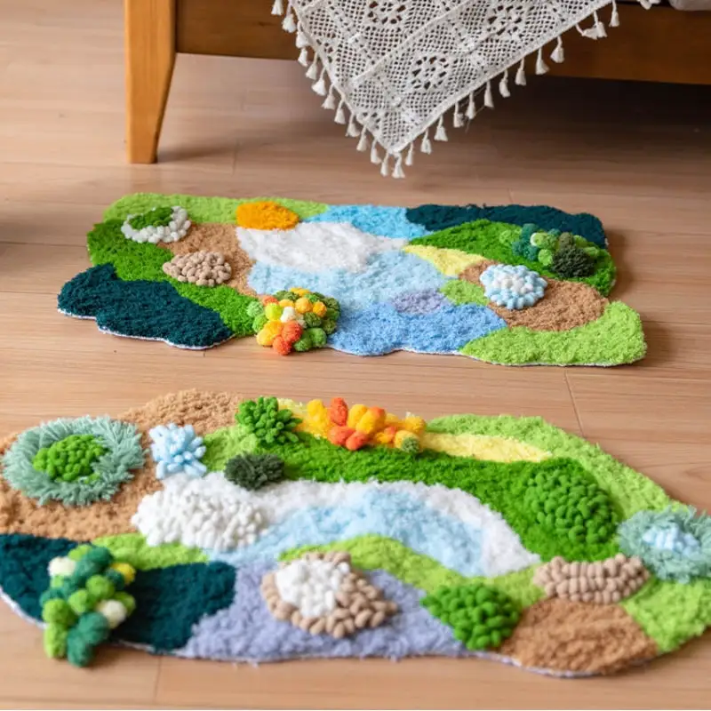 Handmade Moss Rug & Coasters Tufting Coaster Handmade Material Pack Kit